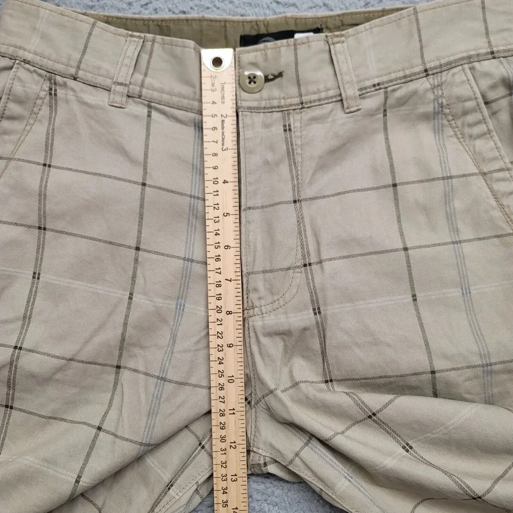 OP Shorts Mens 30 Tan Plaid Flat Front Chino Cotton 10